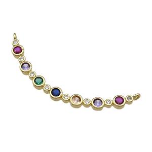 Copper Stick Pendant Pave Multicolor Zircon 2loops Gold Plated, approx 4mm, 50mm [FN31505]