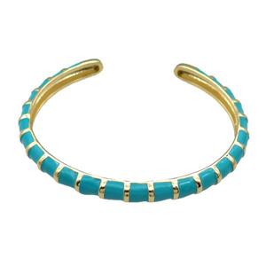 Copper Bangle Green Enamel Gold Plated, approx 55-65mm [FN31512]