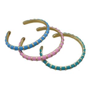 Copper Bangle Enamel Gold Plated Mixed, approx 55-65mm [FN31513]