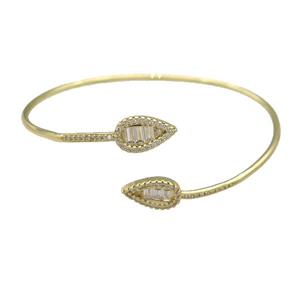 Copper Bangle Pave Zircon Teardrop Gold Plated, approx 8-14mm, 55-65mm [FN31514]