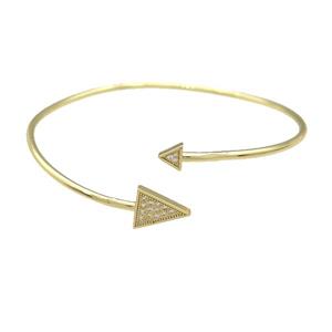 Copper Bangle Pave Zircon Triangle Gold Plated, approx 6mm, 10-12mm, 55-65mm [FN31515]