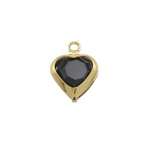 Copper Heart Pendant Pave Black Crystal Gold Plated, approx 7.5mm [FN31554]