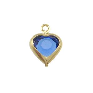 Copper Heart Pendant Pave Blue Crystal Gold Plated, approx 7.5mm [FN31557]