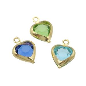 Copper Heart Pendant Pave Crystal Gold Plated Mixed, approx 7.5mm [FN31558]