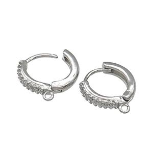 Copper Latchback Earring Accessories With Loop Platinum Plated, approx 14mm dia [FN31577]