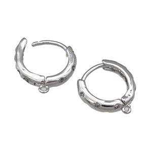 Copper Latchback Earring Accessories Pave Zircon With Loop Platinum Plated, approx 14mm dia [FN31581]