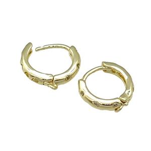 Copper Latchback Earring Accessories Pave Zircon With Loop Gold Plated, approx 14mm dia [FN31582]