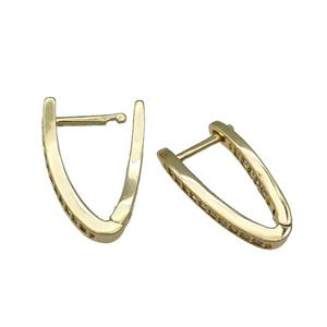 Copper Latchback Earring Pave Zircon Gold Plated, approx 11-20mm [FN31587]