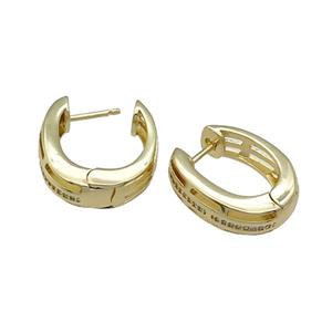 Copper Latchback Earring Pave Zircon Gold Plated, approx 16-20mm [FN31588]