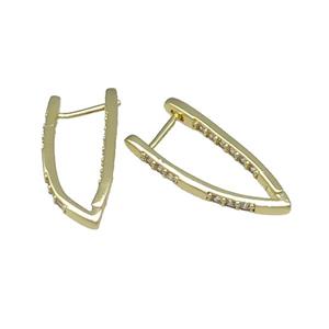 Copper Latchback Earring Pave Zircon Gold Plated, approx 13.5-30mm [FN31591]