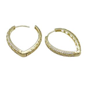 Copper Latchback Earring Pave Zircon Gold Plated, approx 27-35mm [FN31594]