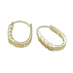 Copper Latchback Earring Pave Zircon Gold Plated, approx 16-22mm [FN31595]