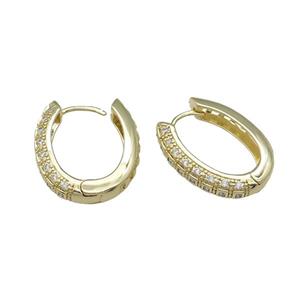 Copper Latchback Earring Pave Zircon Gold Plated, approx 20-26mm [FN31599]