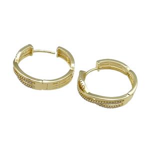Copper Latchback Earring Pave Zircon Gold Plated, approx 25mm dia [FN31601]