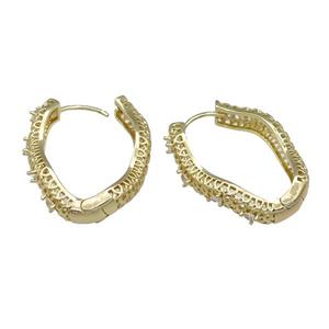 Copper Latchback Earring Pave Zircon Gold Plated, approx 25-33mm [FN31602]