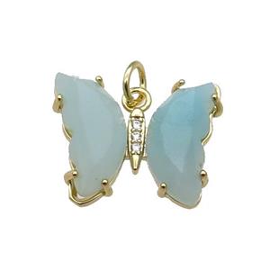 Blue Amazonite Butterfly Pendant Gold Plated, approx 15-19mm [FN31605]