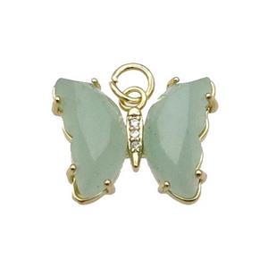 Green Aventurine Butterfly Pendant Gold Plated, approx 15-19mm [FN31606]