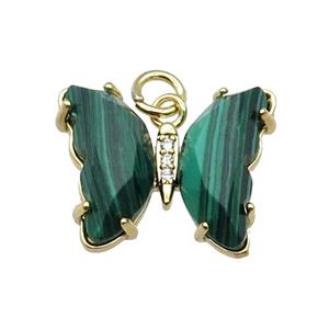 Green Synthetic Malachite Butterfly Pendant Gold Plated, approx 15-19mm [FN31608]