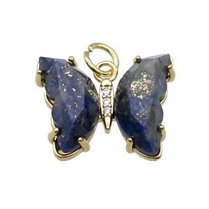 Blue Lapis Lazuli Butterfly Pendant Gold Plated, approx 15-19mm [FN31611]