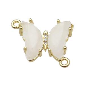 Clear Quartz Butterfly Connector Gold Plated, approx 15-19mm [FN31614]