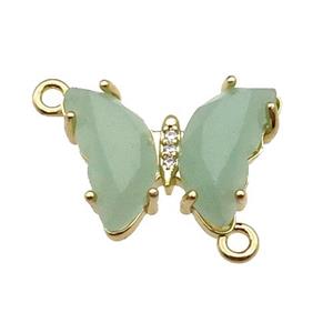 Green Aventurine Butterfly Connector Gold Plated, approx 15-19mm [FN31617]
