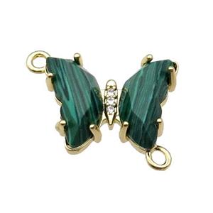 Green Synthetic Malachite Butterfly Connector Gold Plated, approx 15-19mm [FN31619]