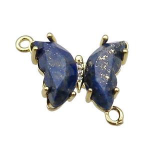 Blue Lapis Butterfly Connector Gold Plated, approx 15-19mm [FN31622]