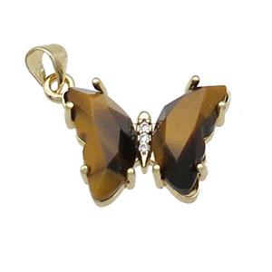Yellow Tiger Eye Butterfly Pendant Gold Plated, approx 15-19mm [FN31634]