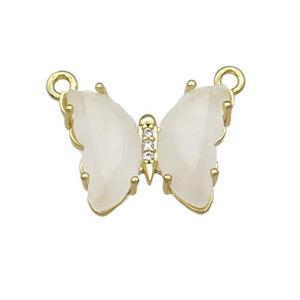 Clear Quartz Butterfly Pendant With 2loops Gold Plated, approx 15-19mm [FN31636]