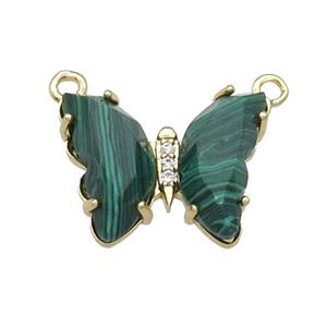 Green Synthetic Malachite Butterfly Pendant With 2loops Gold Plated, approx 15-19mm [FN31641]