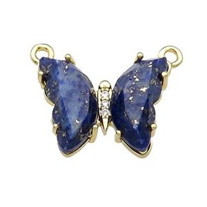 Blue Lapis Lazuli Butterfly Pendant With 2loops Gold Plated Lazurite, approx 15-19mm [FN31644]