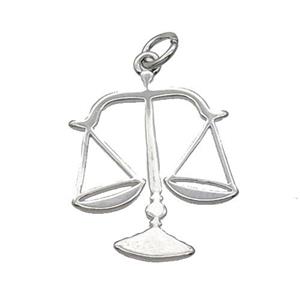 Copper Libra Pendant Charm Platinum Plated, approx 18-22mm [FN31687]
