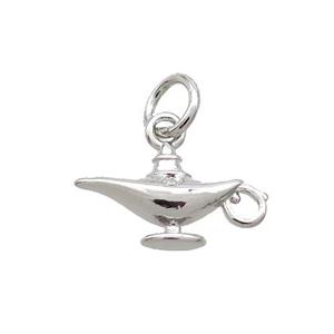 Copper AladdinLamp Pendant Charm Platinum Plated, approx 7-11mm [FN31693]