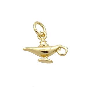 Copper AladdinLamp Pendant Charm Gold Plated, approx 7-11mm [FN31694]