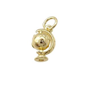 Copper Earth Globe Pendant Gold Plated, approx 7-10mm [FN31700]