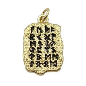 Copper Oracle Bones Pendant Black Enamel Gold Plated, approx 13-18mm [FN31716]