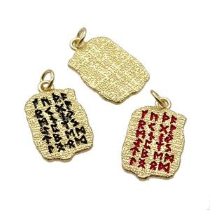 Copper Oracle Bones Pendant Enamel Gold Plated Mixed, approx 13-18mm [FN31718]