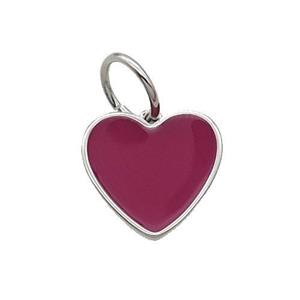 Copper Heart Pendant Red Enamel Platinum Plated, approx 17mm [FN31719]