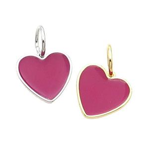 Copper Heart Pendant Red Enamel Mixed, approx 17mm [FN31721]