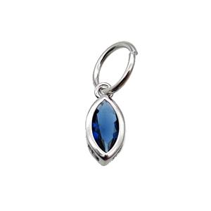 Copper Eye Pendant Pave Blue Crystal Platinum Plated, approx 7-12mm [FN31767]