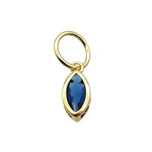 Copper Eye Pendant Pave Blue Crystal Gold Plated, approx 7-12mm [FN31768]