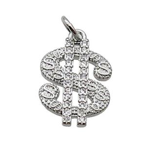 Copper Dallor Symbols Pendant Pave Zircon Platinum Plated, approx 12-16mm [FN31780]
