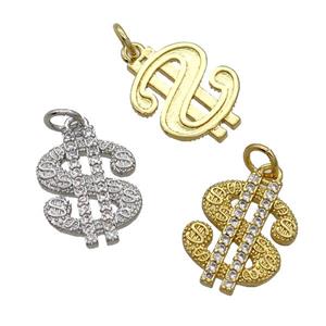 Copper Dallor Symbols Pendant Pave Zircon Mixed, approx 12-16mm [FN31782]