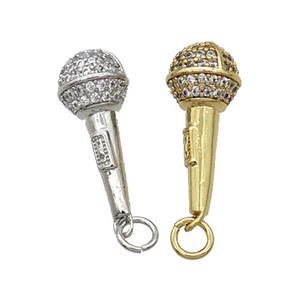 Copper Microphone Pendant Pave Zircon Mixed, approx 9-21mm [FN31785]