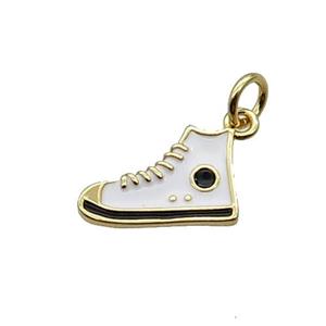 Copper Shoes Pendant White Enamel Gold Plated, approx 9-14mm [FN31786]