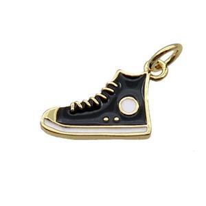 Copper Shoes Pendant Black Enamel Gold Plated, approx 9-14mm [FN31787]