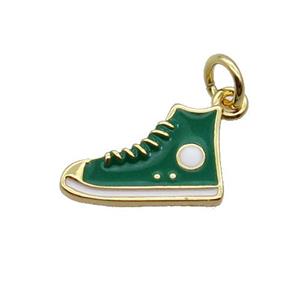 Copper Shoes Pendant Green Enamel Gold Plated, approx 9-14mm [FN31792]
