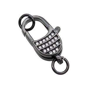 Copper Lobster Clasp Pave Zircon Black Plated, approx 11-18mm [FN31804]