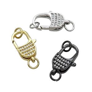 Copper Lobster Clasp Pave Zircon Mixed, approx 11-18mm [FN31805]