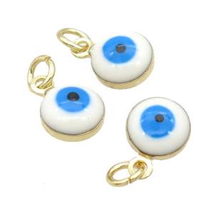 Copper Evil Eye Pendant White Enamel 18K Gold Plated, approx 6.8mm [FN31812]